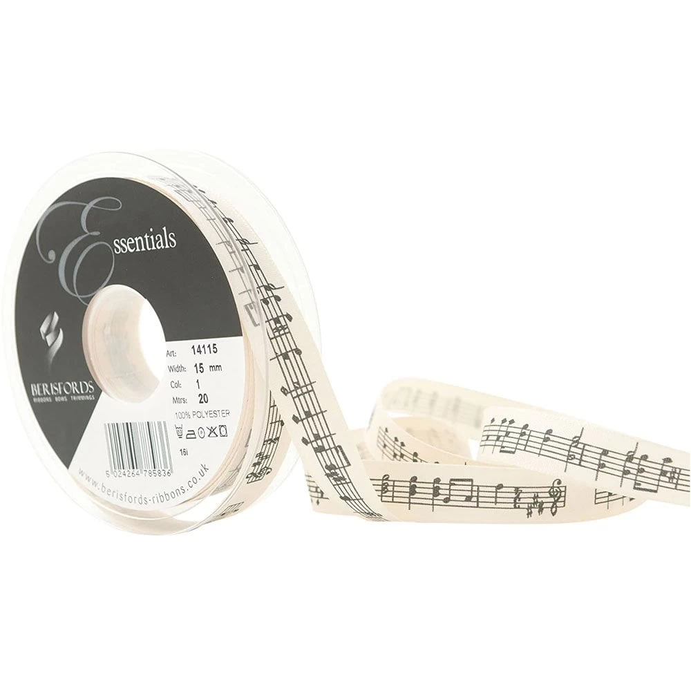 Berisford Ribbon Musical Notes Polyster Natural Colour Ribbon - 15mm x 20M Berisford Ribbon Musical Notes Polyster Natural Colour Ribbon - 15mm X 20M -Wilton Shop berisford ribbon musical notes polyster natural colour ribbon 15mm x 20m p11990 42577 image