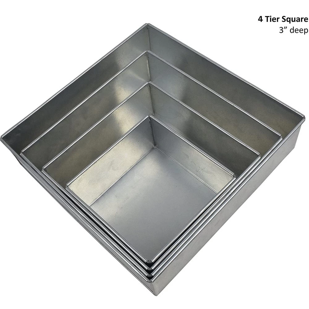 Eurotins 4 Tier Square 3" Deep Cake Tins ( 6 , 8 , 10 , 12 ) - Set Of 4 Eurotins 4 Tier Square 3" Deep Cake Tins ( 6 , 8 , 10 , 12 ) - Set Of 4 -Wilton Shop eurotins 4 tier square 3 deep cake tins 6 8 10 12 set of 4 p9496 36489 image