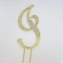 Letter I - Large Gold Swarovski Monogram Diamante Crystal Cake Topper (12cm)