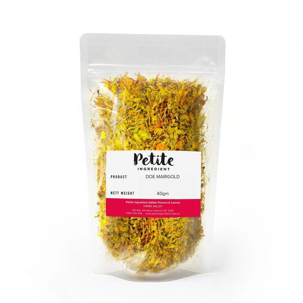 Petite Ingredient Dried Organic Edible Marigold Sunshine - 2g Petite Ingredient Dried Organic Edible Marigold Sunshine - 2g -Wilton Shop petite ingredient dried organic edible marigold sunshine 2g p13671 47598 image