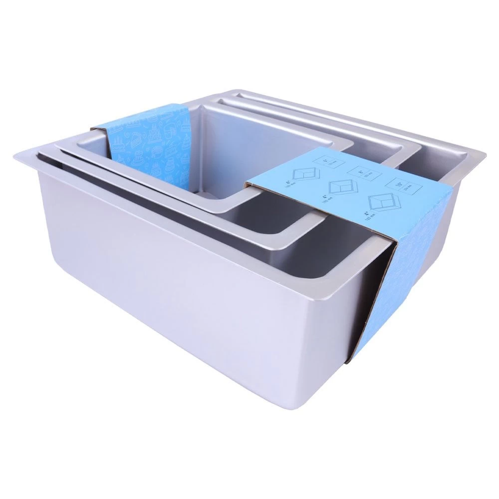 PME 4" Deep Square Cake Tins - Set Of 3 - 6", 8", & 10" PME 4" Deep Square Cake Tins - Set Of 3 - 6", 8", & 10" -Wilton Shop pme 4 deep square cake tins set of 3 6 8 10 p15586 54326 image