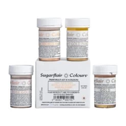 Sugarflair Colours Bronze, Rose Gold, Gold And Light Gold Mixed Metallic Paint Set
