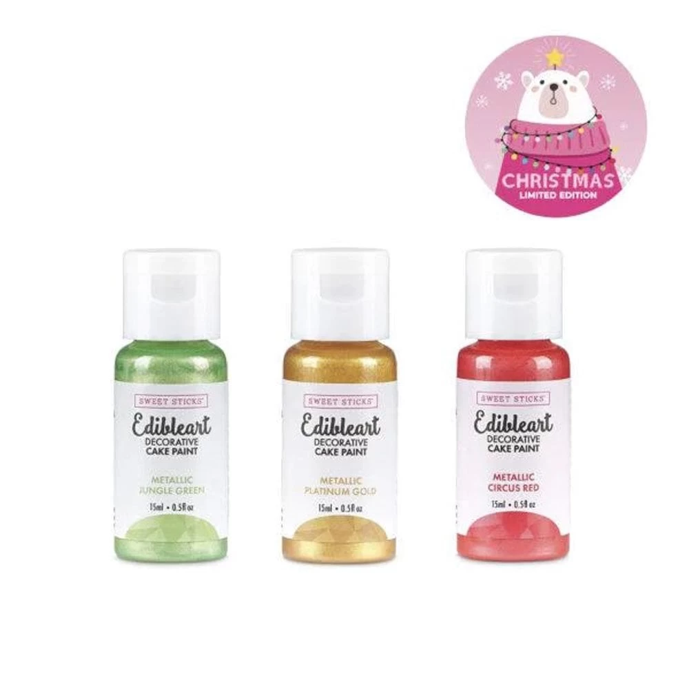 Sweet Sticks Metallic Christmas Trio Pack Of Edible Art Decorative Cake Paint - Pack Of 3 Sweet Sticks Metallic Christmas Trio Pack Of Edible Art Decorative Cake Paint - Pack Of 3 -Wilton Shop sweet sticks metallic christmas trio pack of edible art decorative cake paint pack of 3 p16473 57418 image